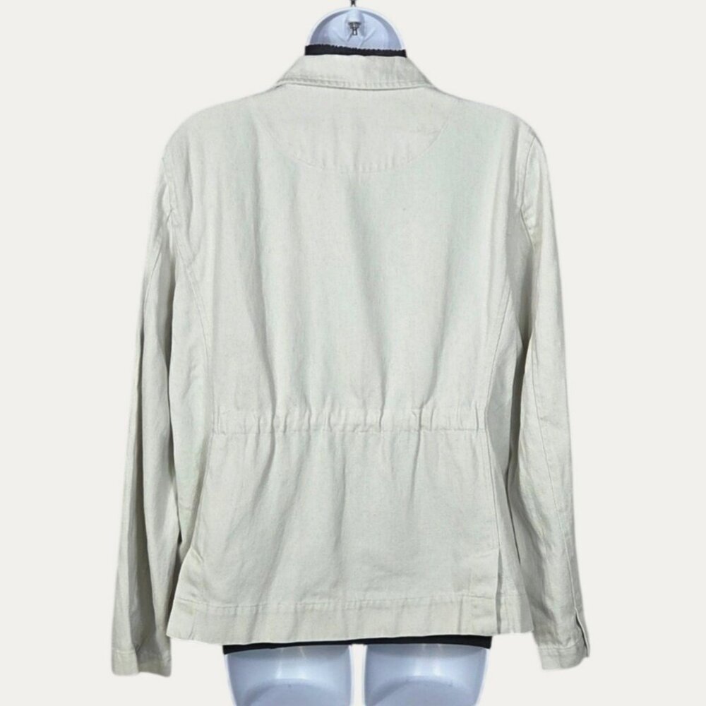 Eileen Fisher Beige Cream Hemp-Cotton Button-Front Blazer Jacket Size L - Picture 2 of 7